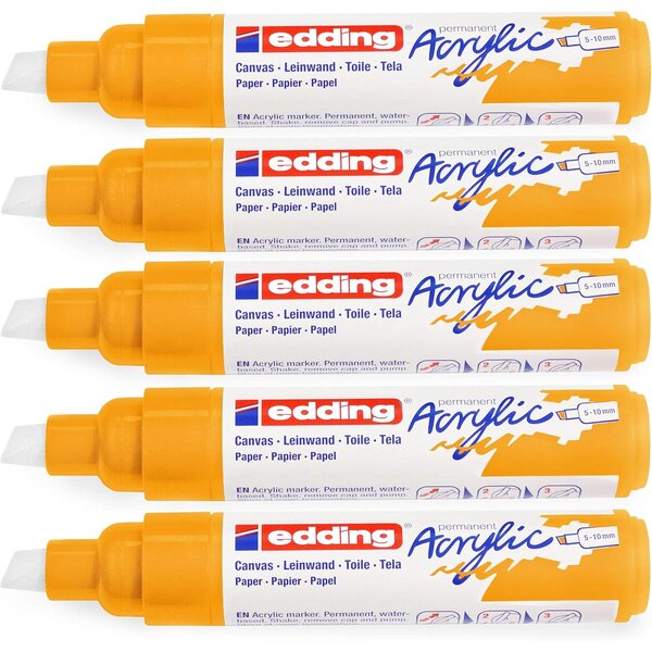 Marqueur acrylique large 5000 jaune soleil 5-10 mm x 5 EDDING