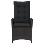 vidaXL Chaise inclinable de jardin avec coussins noir résine tressée
