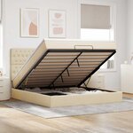 VidaXL Cadre de lit ottoman avec matelas crème 180x200 cm tissu