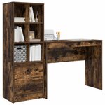 vidaXL Bureau avec tiroir avec étagère avec stockage 2 Pièces Chêne fumé