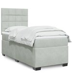 vidaXL Sommier à lattes de lit et matelas Gris clair 90x190 cm Velours