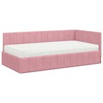 vidaXL Cadre de lit d'angle avec matelas 2 Pièces Gris Velours