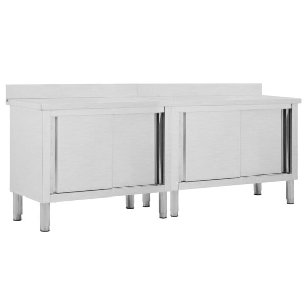 vidaXL Tables avec portes coulissantes 2 Pièces 240x50x(95-97) cm Inox