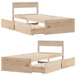 vidaXL Cadre de lit sans matelas 75x190 cm bois de pin massif