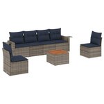 vidaXL Salon de jardin 7 Pièces avec coussins gris résine tressée