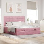 vidaXL Cadre de lit ottoman avec matelas rose 180x200 cm velours