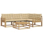 vidaXL Ensemble de canapés d'extérieur 5 pc Blanc et Beige