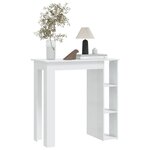 vidaXL Table de bar et étagère Blanc brillant Bois d'ingénierie