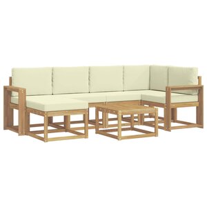 vidaXL Ensemble de canapés d'extérieur 7 Pièces Blanc et crème