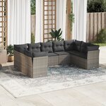 vidaXL Salon de jardin 9 Pièces avec coussins gris résine tressée