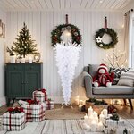 vidaXL Sapin de Noël artificiel renversé avec support Blanc 150 cm
