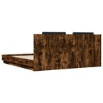 vidaXL Cadre de lit tête de lit et lumières LED chêne fumé 160x200 cm