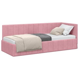 vidaXL Cadre de lit d'angle Rose 80 cm x 200 cm Velours