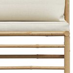 vidaXL Canapé central de jardin avec coussins blanc crème Bambou