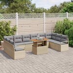 vidaXL Ensemble de canapé de jardin 11 Pièces Beige Poly rotin