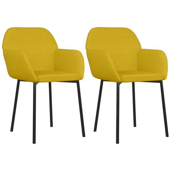 vidaXL Chaises à manger lot de 2 Jaune Velours