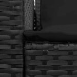 vidaXL Salon de jardin 4 Pièces avec coussins forme L noir résine tressée