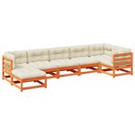 vidaXL Salon de jardin 7 Pièces avec coussins cire marron bois pin massif
