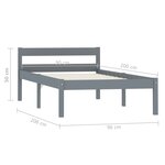 vidaXL Cadre de lit sans matelas gris bois de pin massif 90x200 cm