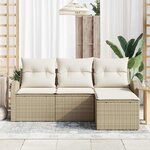 vidaXL Ensemble de canapé de jardin Beige polyrotin