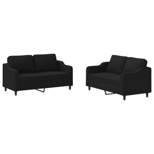 vidaXL Ensemble de canapés 2 Pièces avec coussins Noir Tissu