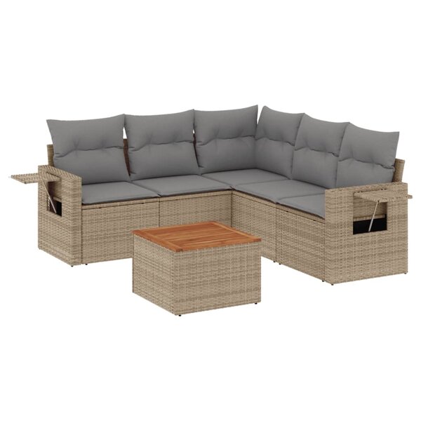 vidaXL Salon de jardin avec coussins 6Pièces mélange beige résine tressée