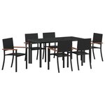 vidaXL Ensemble de Jardin 7 Pièces Noir Poly Rattan