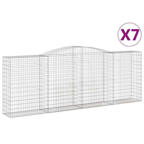 vidaXL Paniers à gabions arqués 7 Pièces 400x50x140/160 cm Fer galvanisé