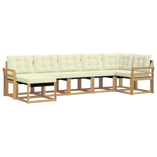 vidaXL Ensemble de canapés d'extérieur 7 Pièces Blanc et crème