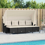 vidaXL Salon de jardin 5 Pièces avec coussins noir résine tressée