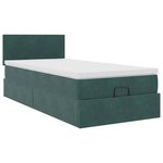 vidaXL Lit ottoman avec matelas et LED Vert foncé 90x200cm velours