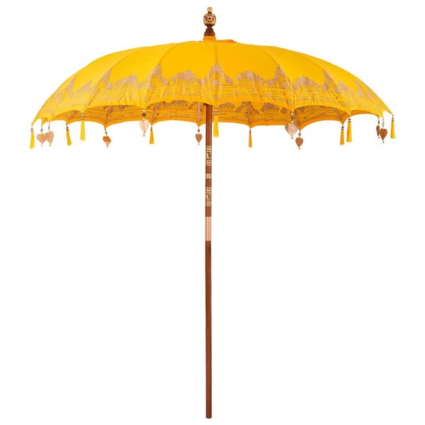vidaXL Parasol balinais Jaune (210-220) x 260 cm Coton et bois massif