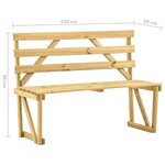 vidaXL Banc de jardin 120 cm Bois de pin imprégné