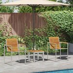 vidaXL Transat 3 Pièces Marron 200 x 60 x 88cm Bois d'acacia massif