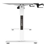 Bureau table poste de travail électrique à hauteur réglable assis debout plateau rectangulaire 140 x 60 cm blanc 03_0009083