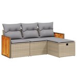 vidaXL Salon de jardin avec coussins 4Pièces mélange beige résine tressée