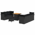 vidaXL Ensemble de canapé de jardin 10 Pièces Noir polyrotin