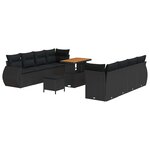 vidaXL Ensemble de canapé de jardin 11 Pièces Noir Poly rotin