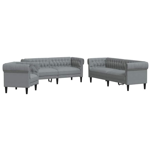 vidaXL Canapé de salon 3 Pièces Gris clair 201 5 x 74 5 x 74 5 cm tissu