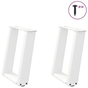 vidaXL Pieds de table basse en U 2 pièces Blanc 38 x (42-43) cm Acier