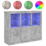 vidaXL Buffets avec lumières LED 3 Pièces gris béton bois d'ingénierie