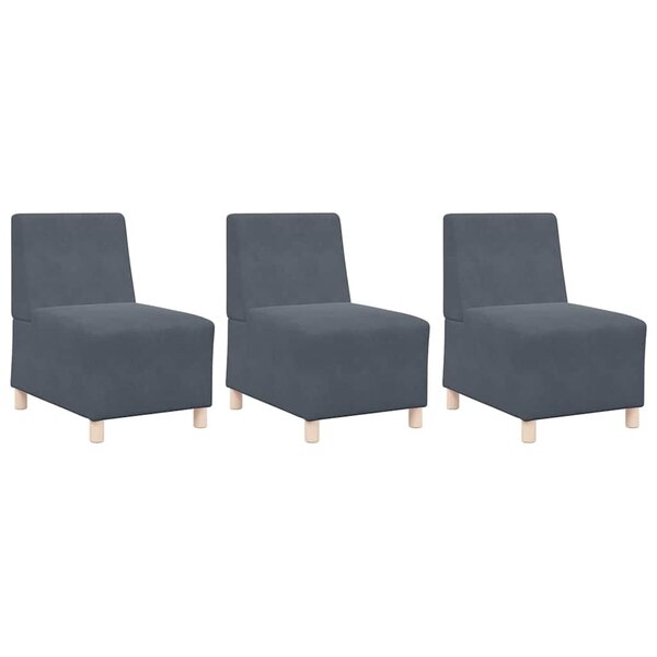 vidaXL Unité de Sofa Modulaire Sans Accoudoirs 3 Pièces Gris foncé