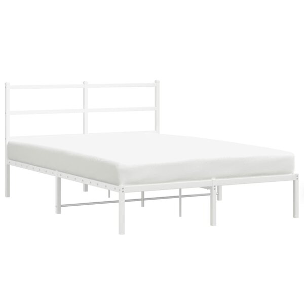 vidaXL Cadre de lit métal sans matelas et tête de lit blanc 135x190 cm