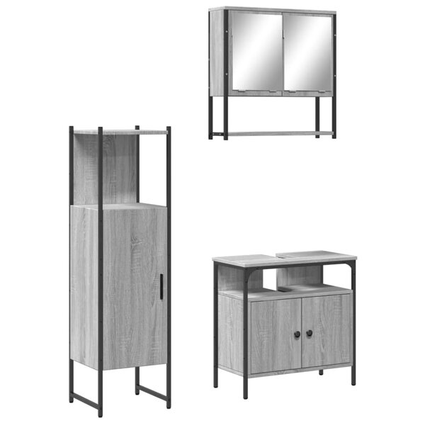 vidaXL Ensemble de meubles de salle de bain 3 Pièces Sonoma gris