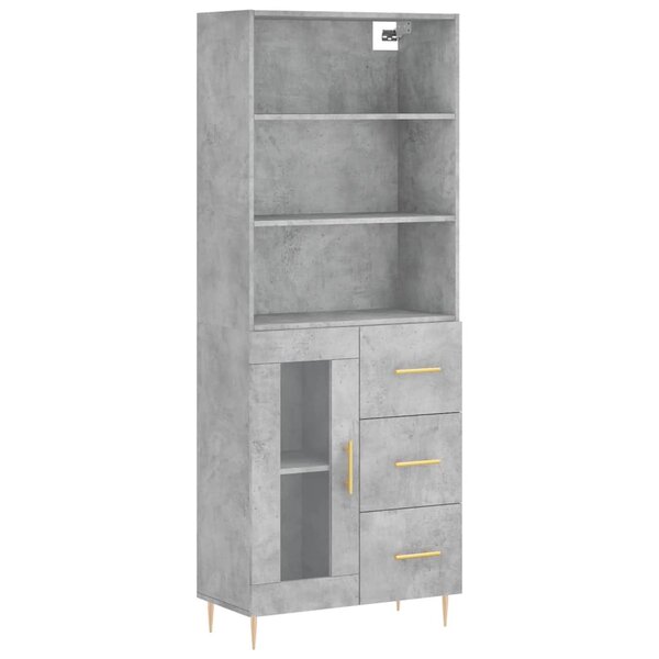 vidaXL Buffet haut Gris béton 69 5x34x180 cm Bois d'ingénierie
