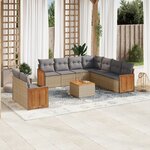 vidaXL Salon de jardin avec coussins 10 Pièces beige résine tressée