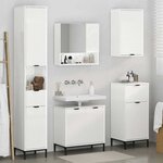 vidaXL Ensemble de mobilier de salle de bain avec porte Blanc brillant