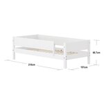 Flexa WHITE Banquette-lit 90 x 200 cm avec dossier et barriere avant pleine Blanc