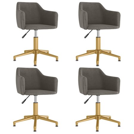 vidaXL Chaises pivotantes à manger lot de 4 Gris foncé Velours