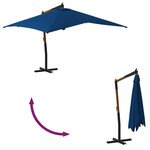 vidaXL Parasol de jardin en porte-à-faux avec mât en bois bleu azuré